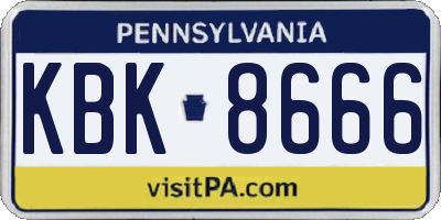 PA license plate KBK8666