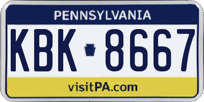 PA license plate KBK8667
