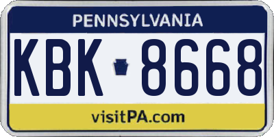 PA license plate KBK8668