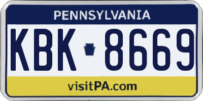 PA license plate KBK8669