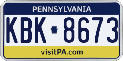 PA license plate KBK8673