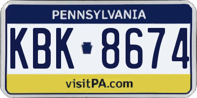 PA license plate KBK8674