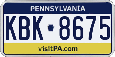 PA license plate KBK8675