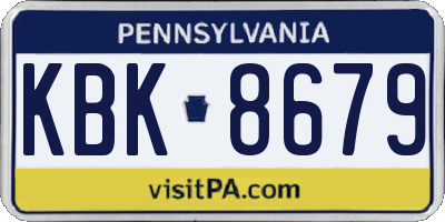 PA license plate KBK8679
