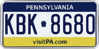 PA license plate KBK8680