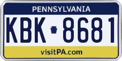 PA license plate KBK8681