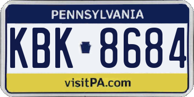 PA license plate KBK8684