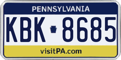 PA license plate KBK8685