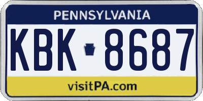 PA license plate KBK8687