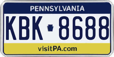 PA license plate KBK8688