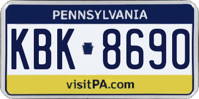 PA license plate KBK8690