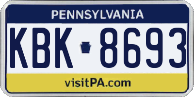 PA license plate KBK8693