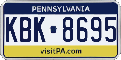 PA license plate KBK8695