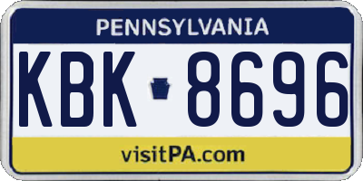 PA license plate KBK8696
