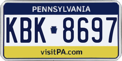 PA license plate KBK8697