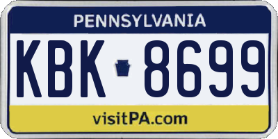 PA license plate KBK8699