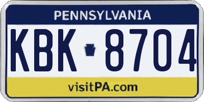 PA license plate KBK8704