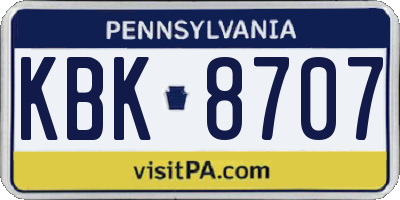 PA license plate KBK8707