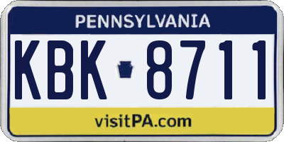 PA license plate KBK8711