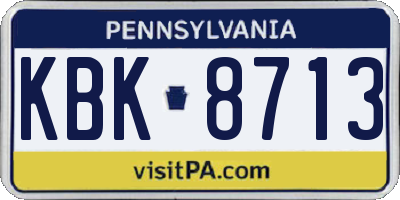 PA license plate KBK8713