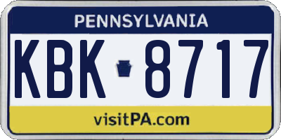 PA license plate KBK8717