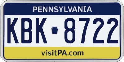 PA license plate KBK8722