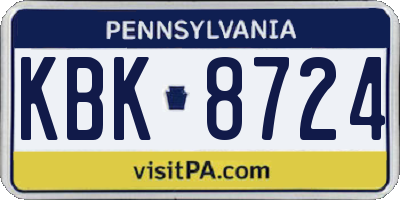 PA license plate KBK8724