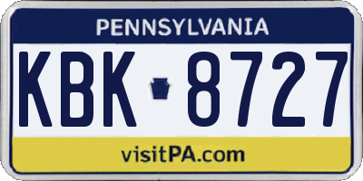 PA license plate KBK8727