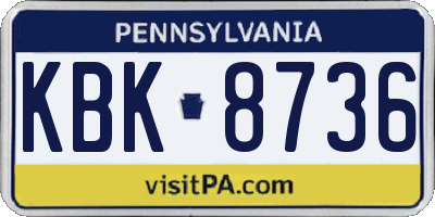 PA license plate KBK8736