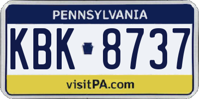 PA license plate KBK8737