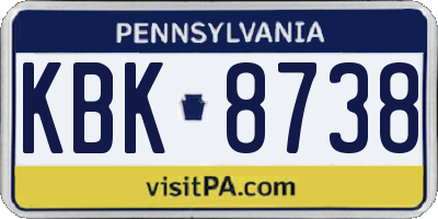 PA license plate KBK8738