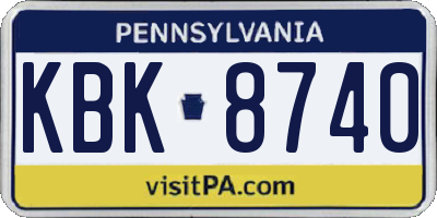 PA license plate KBK8740
