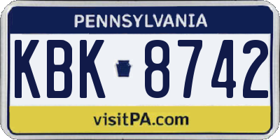 PA license plate KBK8742