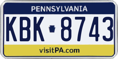 PA license plate KBK8743