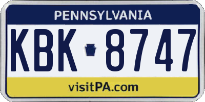PA license plate KBK8747