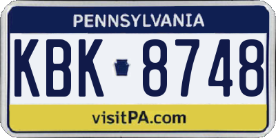 PA license plate KBK8748