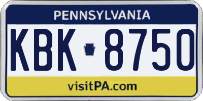 PA license plate KBK8750
