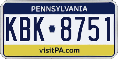 PA license plate KBK8751