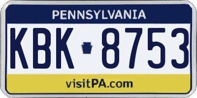 PA license plate KBK8753