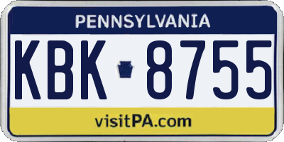 PA license plate KBK8755