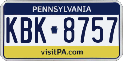 PA license plate KBK8757