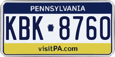 PA license plate KBK8760