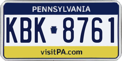 PA license plate KBK8761