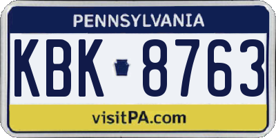 PA license plate KBK8763