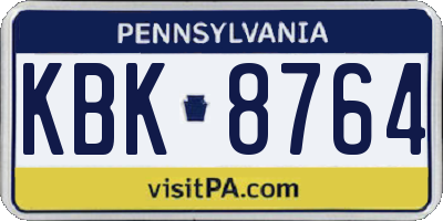 PA license plate KBK8764