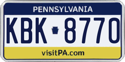 PA license plate KBK8770
