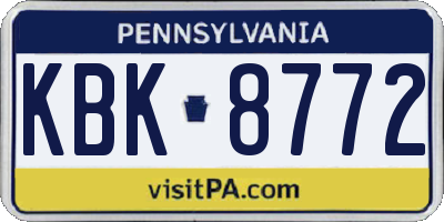 PA license plate KBK8772