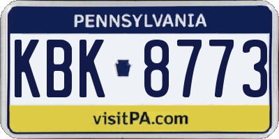 PA license plate KBK8773