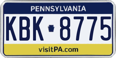 PA license plate KBK8775
