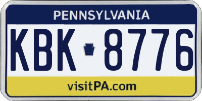 PA license plate KBK8776